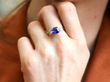 wearing Blue Sapphire and Diamond Trilogy Ring