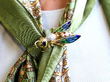 Plique a Jour Brooch On Scarf