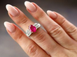 Burmese Ruby and Diamond Dress Ring on finger