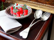 Sterling Silver Tazza Dish next to servers
