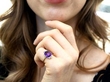 wearing amethyst and diamond ring