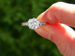 diamond and yellow gold engagement ring outside
