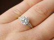 diamond and yellow gold engagement ring wearing