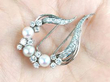 Vintage Pearl and Diamond White Gold Brooch