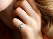 diamond white gold cluster ring wearing