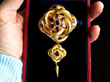 garnet gold tassel brooch boxed