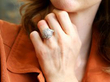 Diamond Ring with Baguettes being worn