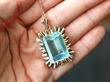 Aquamarine yellow Gold Pendant Necklace