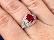 ruby diamond ring on finger