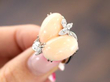 Two Stone Coral Ring with Diamonds