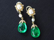 emerald and pearl drop earrings