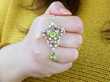 Antique Peridot Pendant Brooch with diamonds