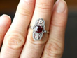 Ruby and Diamond Dress Ring on finger