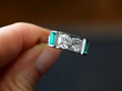 Diamond Ring with Synthetic Emeralds in white gold