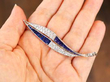 leaf brooch with diamonds and sapphires
