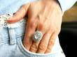 wearing Moonstone Cocktail Ring with Diamonds