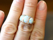 Opal Trilogy Ring in Gold wearing