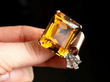 citrine and diamond brooch