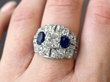 Sapphire and Diamond Dress Ring in Platinum on hand