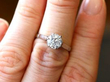 Edwardian Solitaire Ring in White Gold on finger