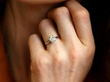 wearing Edwardian Solitaire Ring in White Gold