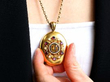 wearing citrine garnet pearl pendant locket