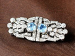Aquamarine and Diamond Double Clip Brooch