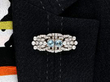Wearing Aquamarine and Diamond Double Clip Brooch