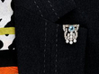 Aquamarine and Diamond Double Clip Brooch on Lapel