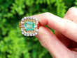 Yellow Gold Emerald and Diamond Cocktail Ring Outside