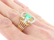 Yellow Gold Emerald and Diamond Cocktail Ring on Hand