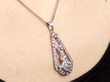 Diamond Pendant Necklace in White Gold on neck
