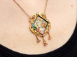 Art Nouveau Enamel Pendant in Gold on neck