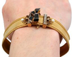 Victorian Gold and Black Enamel Bracelet wearing