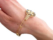 Pearl and Sapphire Bracelet in Yellow Gold on wrist