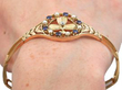 Pearl and Sapphire Bracelet in Yellow Gold wearing