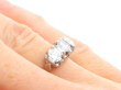 Platinum Trilogy Engagement Ring on hand
