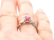 Burmese Ruby and Diamond Ring in Platinum on finger
