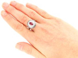 Cabochon Ruby and Diamond Ring in Platinum wearing
