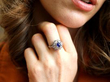 Sapphire Ring with Diamonds on hand