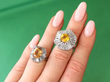 gemstone rings on hand