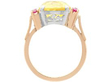 Yellow Sapphire Ring with Rubies in Gold