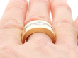 Mens Gold Diamond Wedding Band on finger