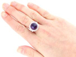 Cabochon Amethyst Ring in Platinum wearing
