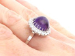 Cabochon Amethyst Ring in Platinum on hand