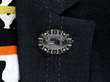 Antique Crystal Brooch with Emeralds wearing