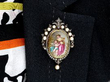 Victorian Enamel brooch wearing