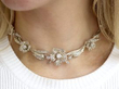 Floral Diamond Necklace in White Gold wearing