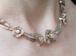 Floral Diamond Necklace in White Gold on neck