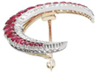 Victorian Thai Ruby and Diamond Crescent Brooch